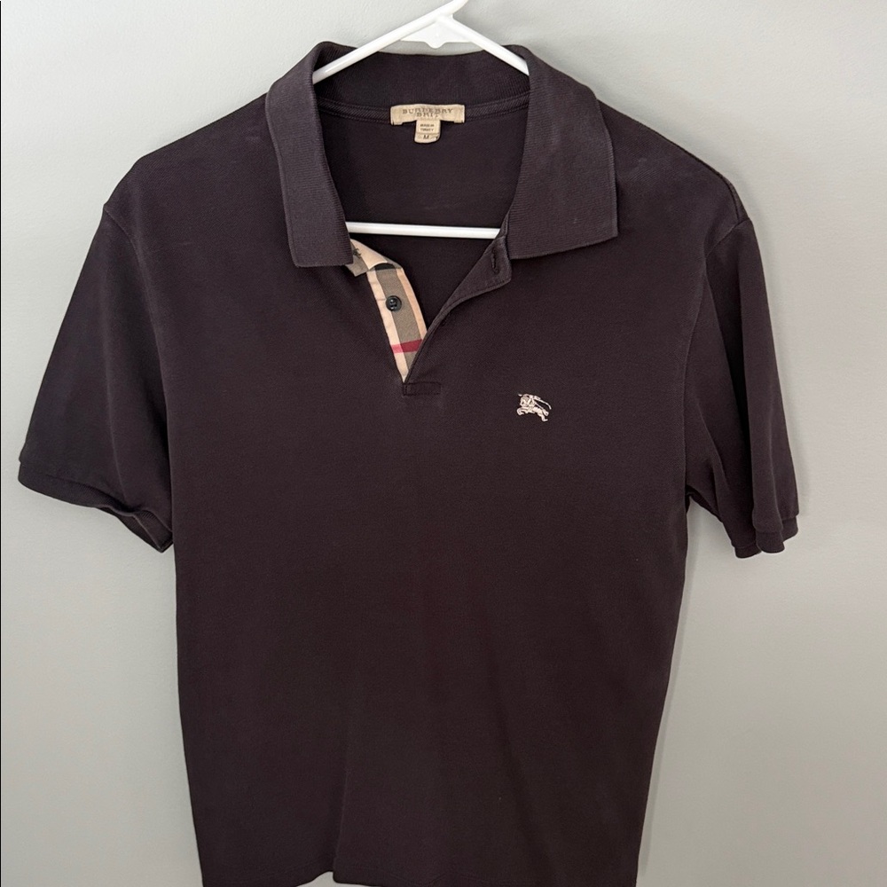 Burberry Black Polo Shirt with Check Detail